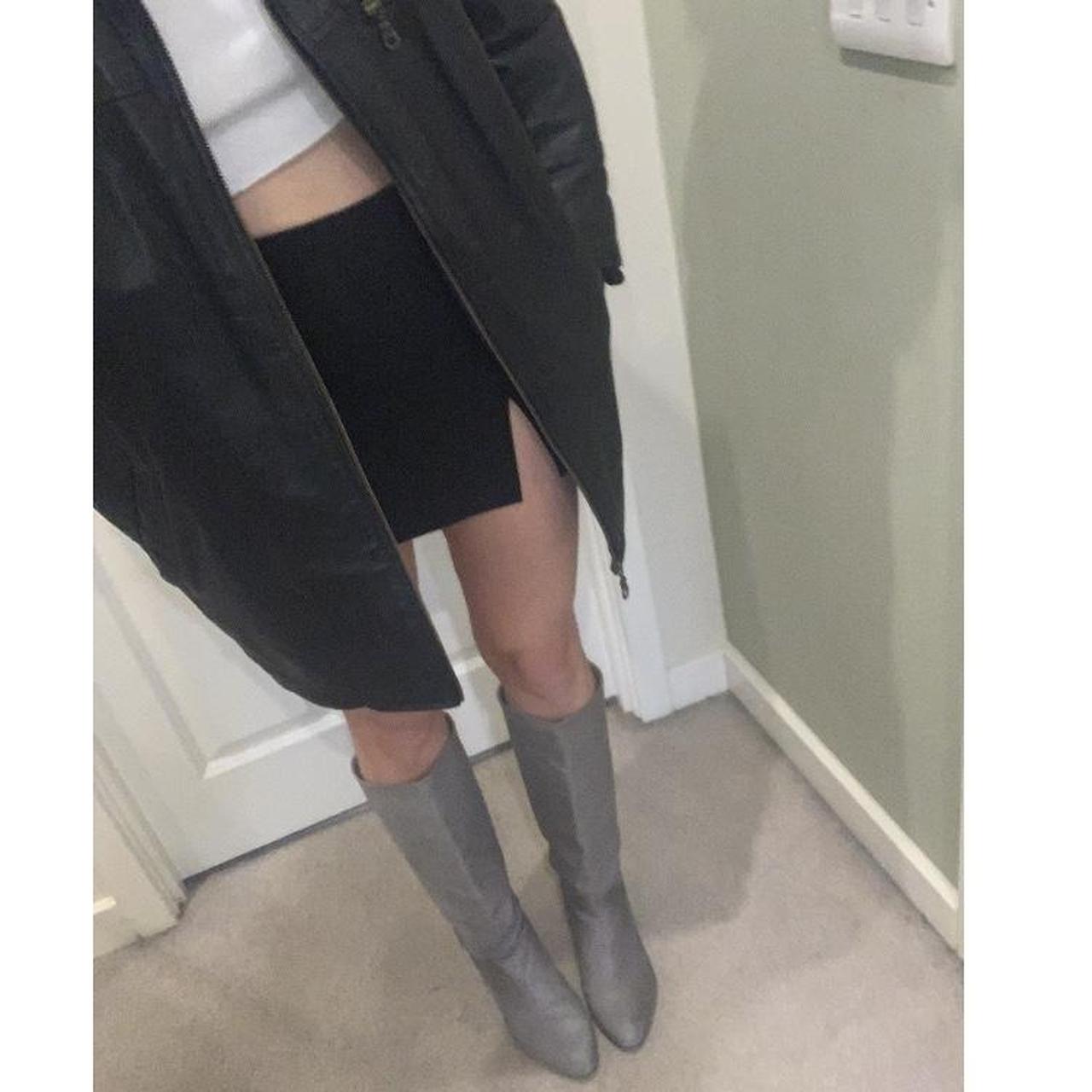 Grey office knee high boots Excellent. Depop