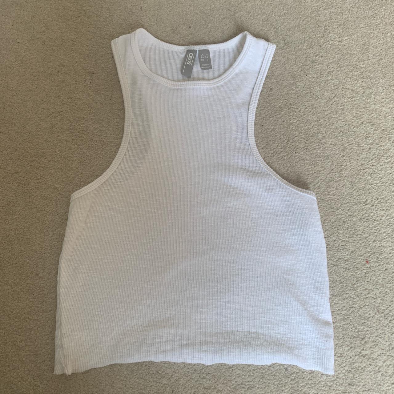 ASOS ribbed racer Vest White Excellent condition... - Depop