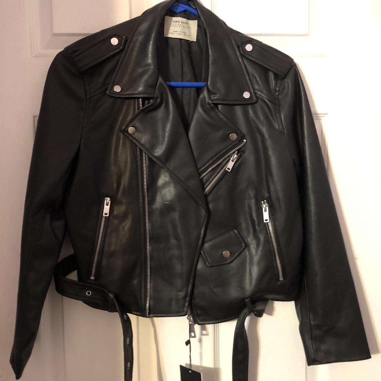 Zara vegan leather jacket. NWT. Women’s sz large. - Depop