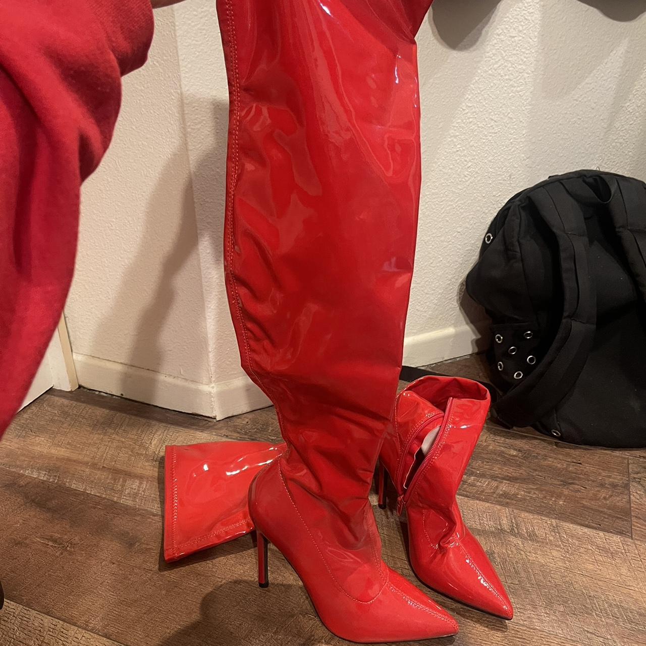high boots red