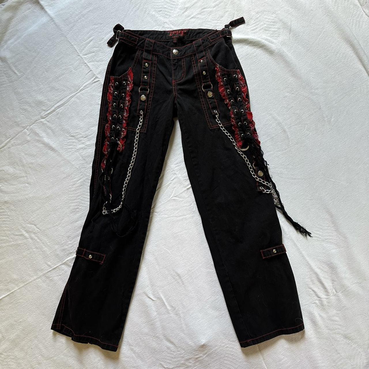 Tripp NYC Daang goodman Red Black tie Dye outlets Pants Jeans Goth Metal 90s sz 29W