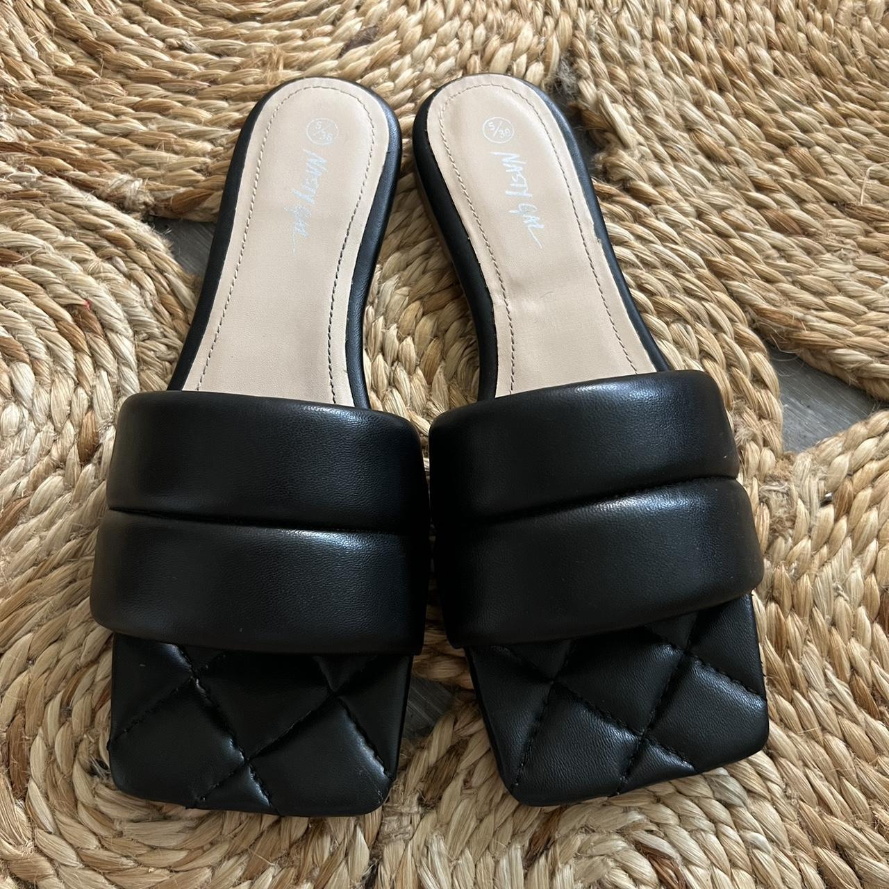 Black leather mules Cutest brand new mules from... - Depop