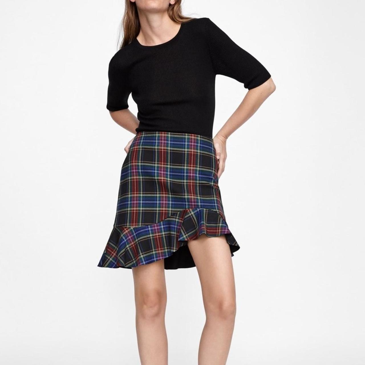 Zara womens cheap plaid skirt