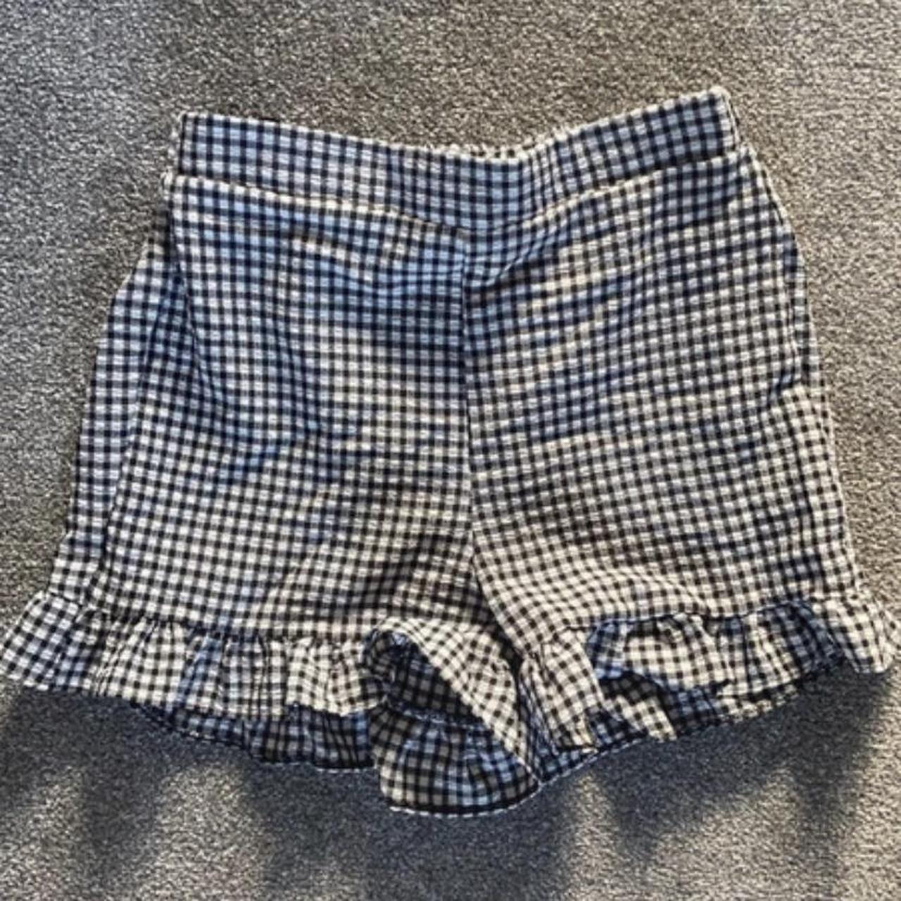 Summer checked shorts with frill detail. Elasticated... - Depop