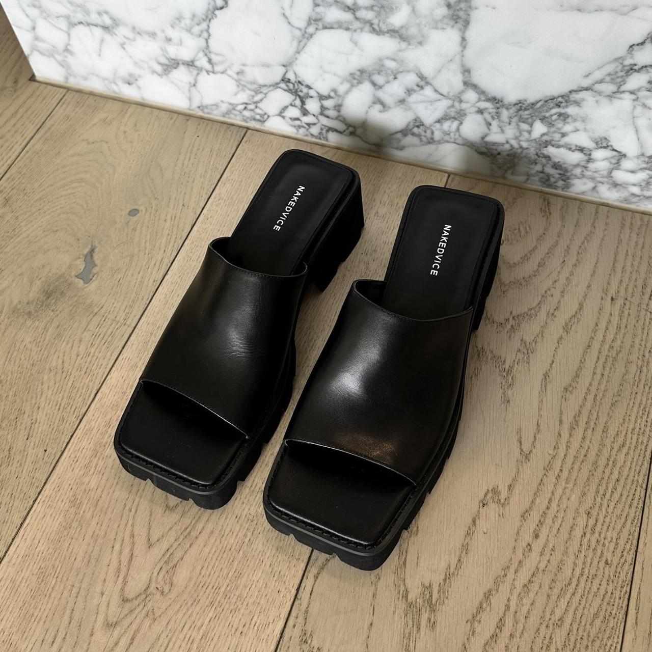 Naked Vice black chunky slide sandal Aus size 9... - Depop