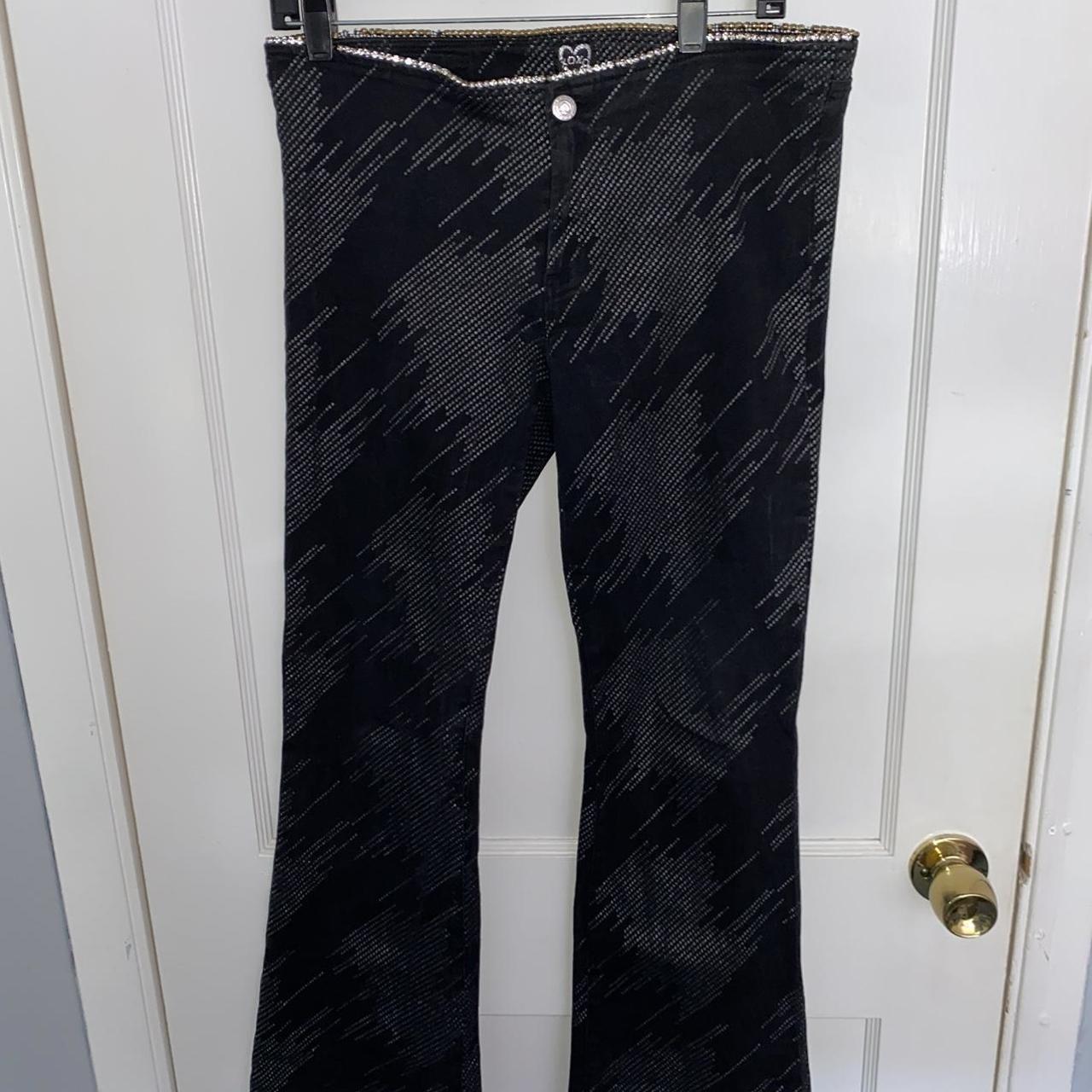 Women's Black and Silver Trousers | Depop