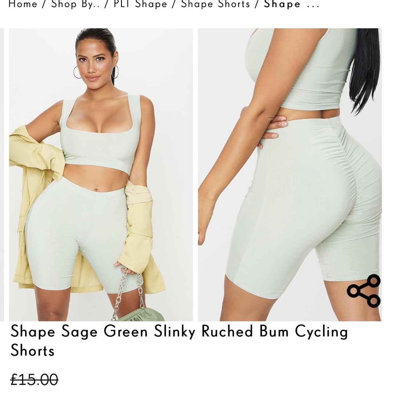 Sage green slinky ruched bum cycling shorts