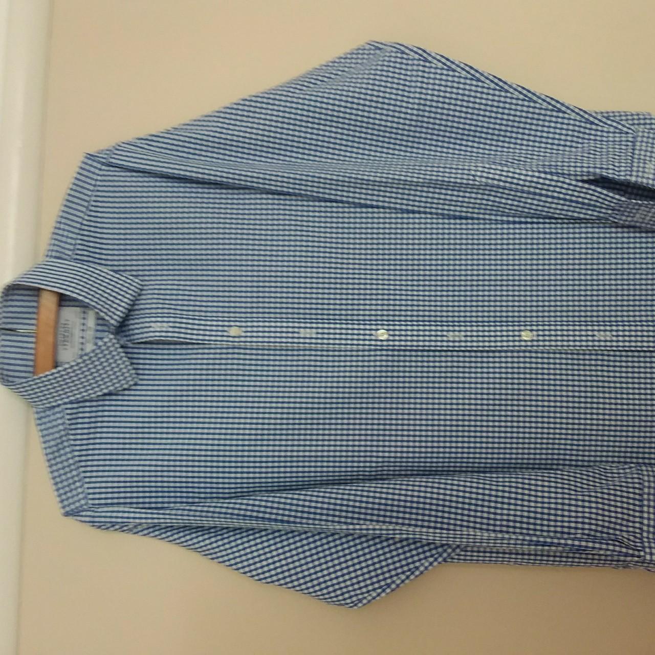 Charles Tyrwhitt Men's Blue and White Shirt | Depop