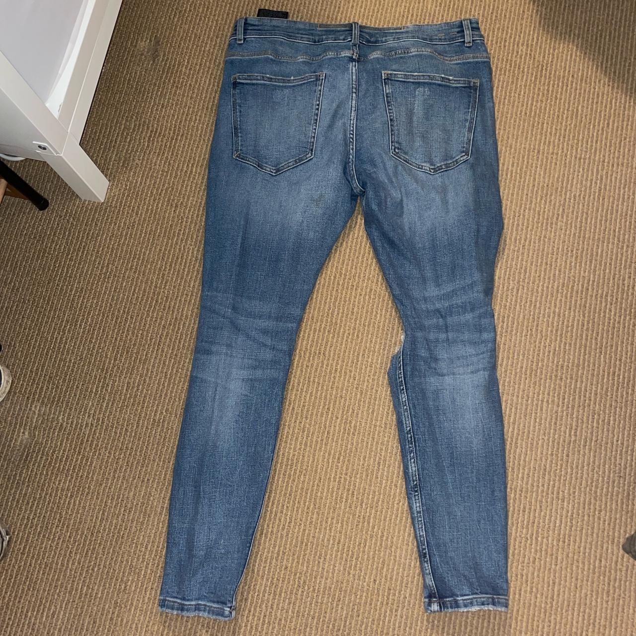 Zara skinny blue ripped jeans. Size 38. Worn once... Depop