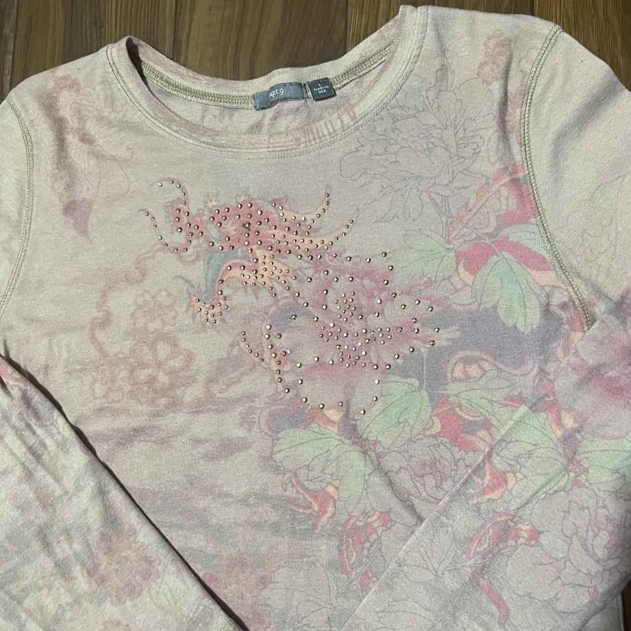 Vintage y2k bedazzled floral dragon tattoo style... - Depop