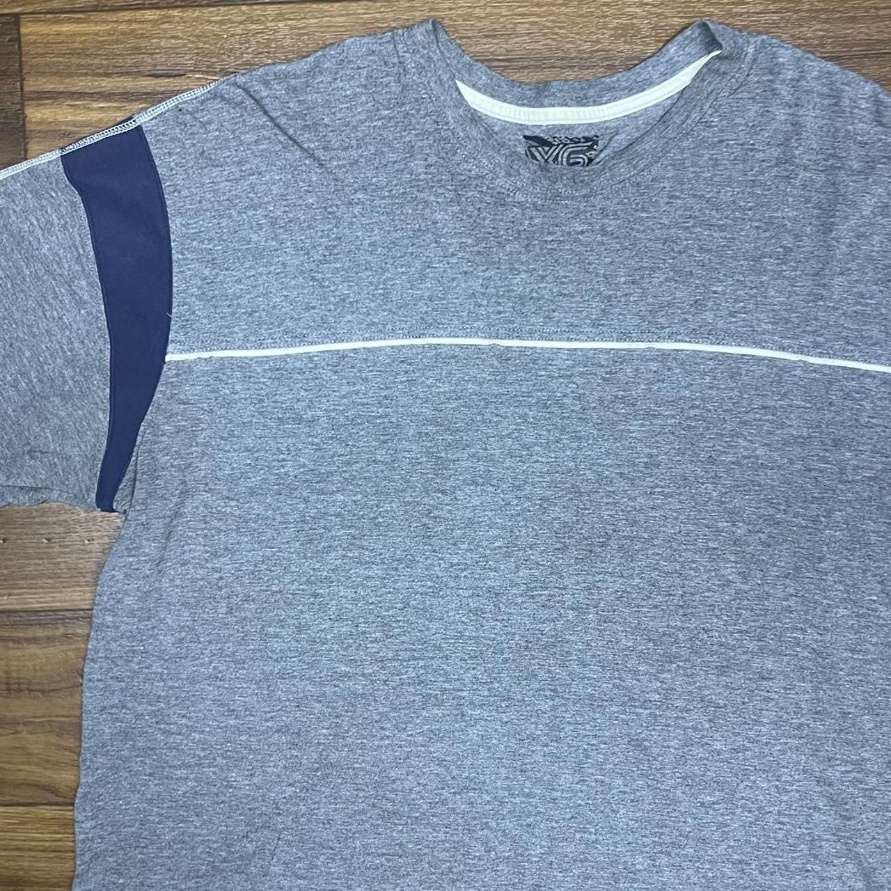 Grey and blue striped vintage t shirt by Xtreme... - Depop