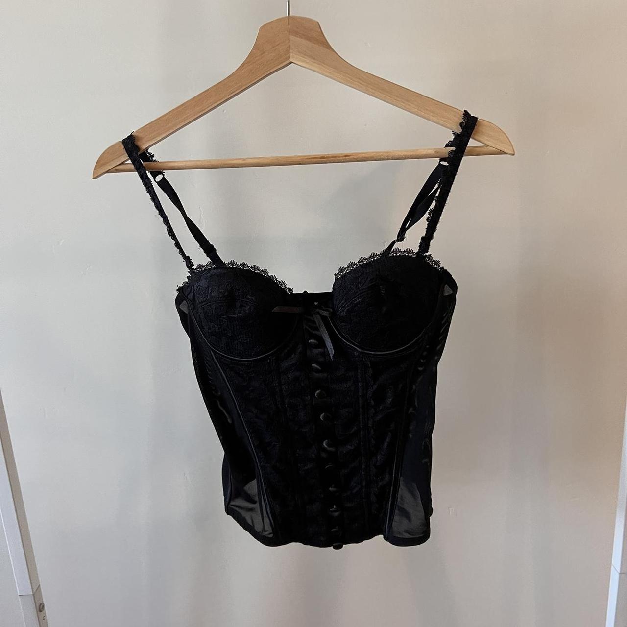 Bazo1199 レア Forever 27 Club Black insane vintage forever 21 black bustier/corset top! | Depop