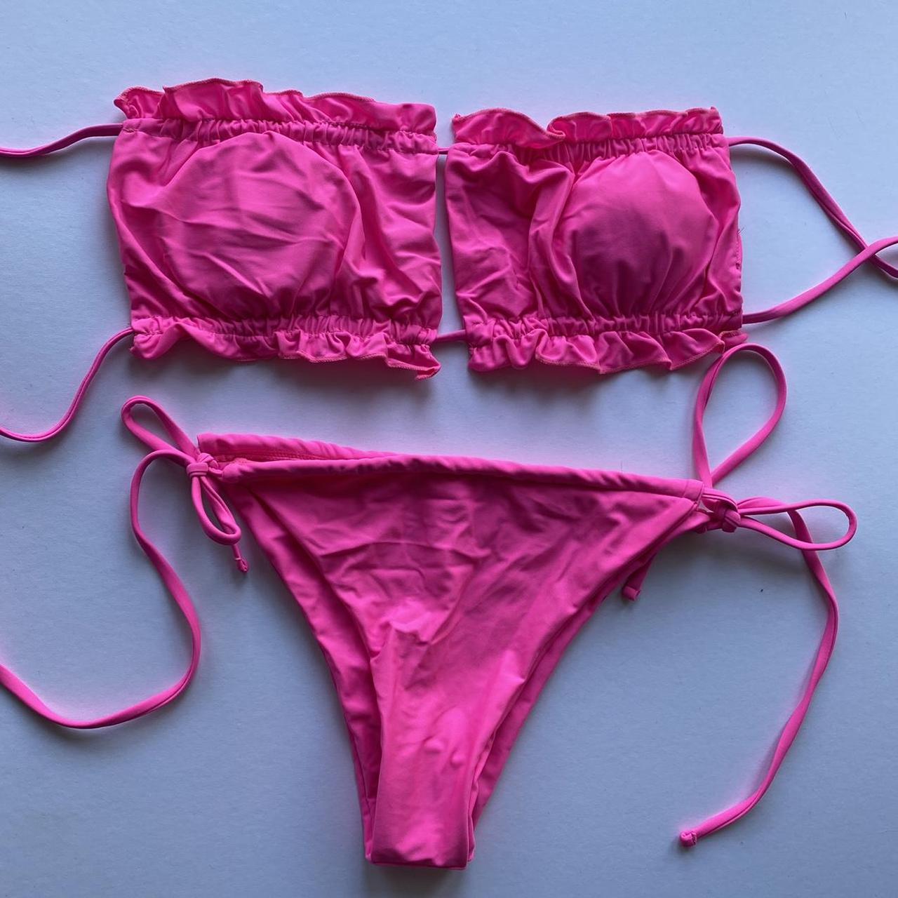 VS Pink size medium underwear set. Pink and purple - Depop