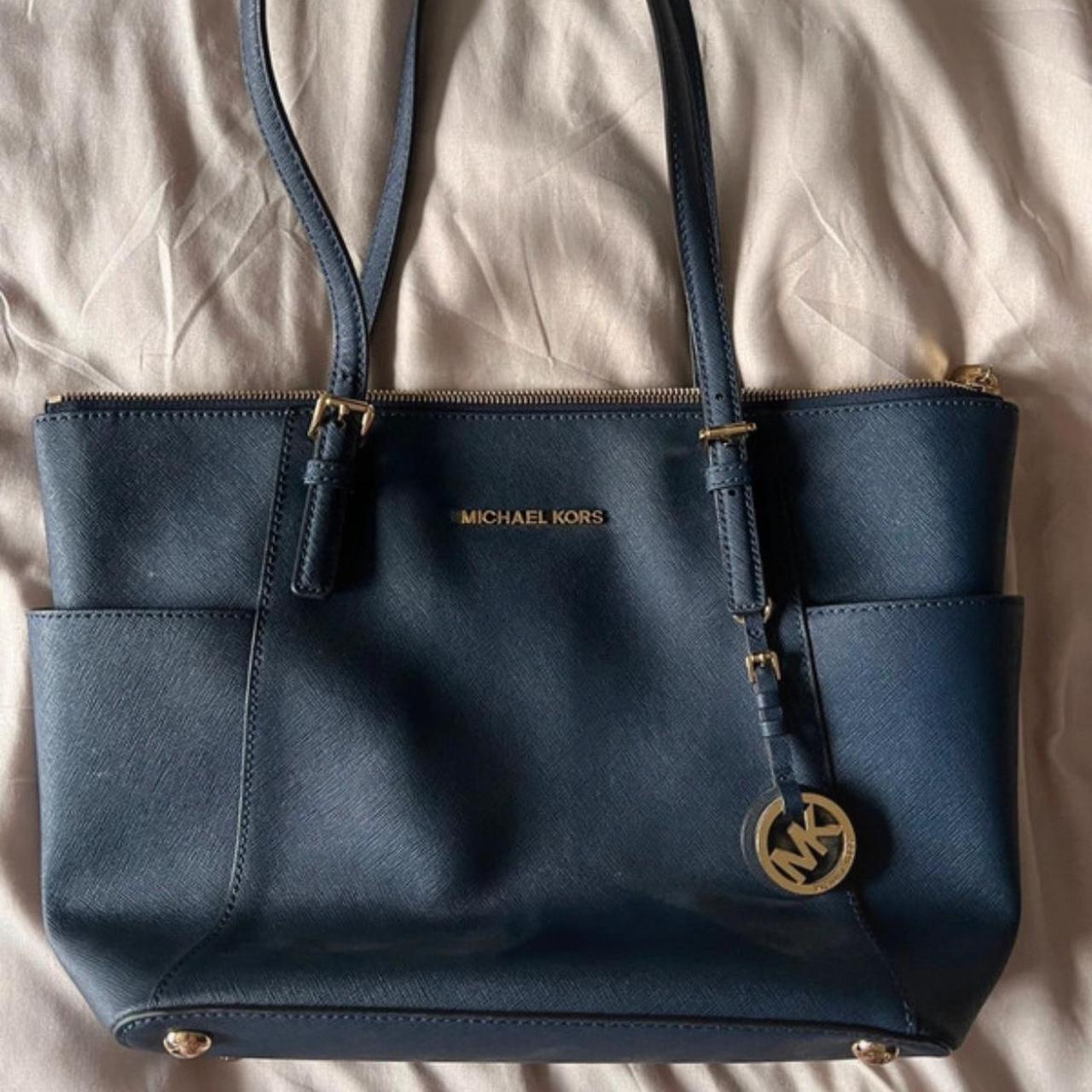 Michael kors navy blue tote bag on sale