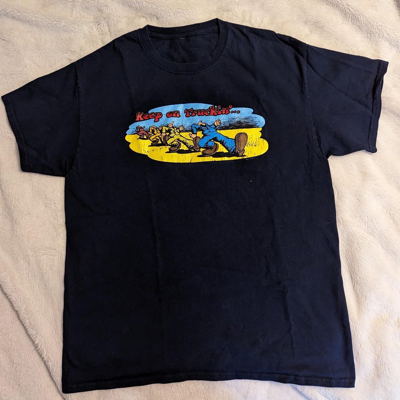 Vintage Late 90s Keep On Truckin' Tee Navy Blue No... - Depop