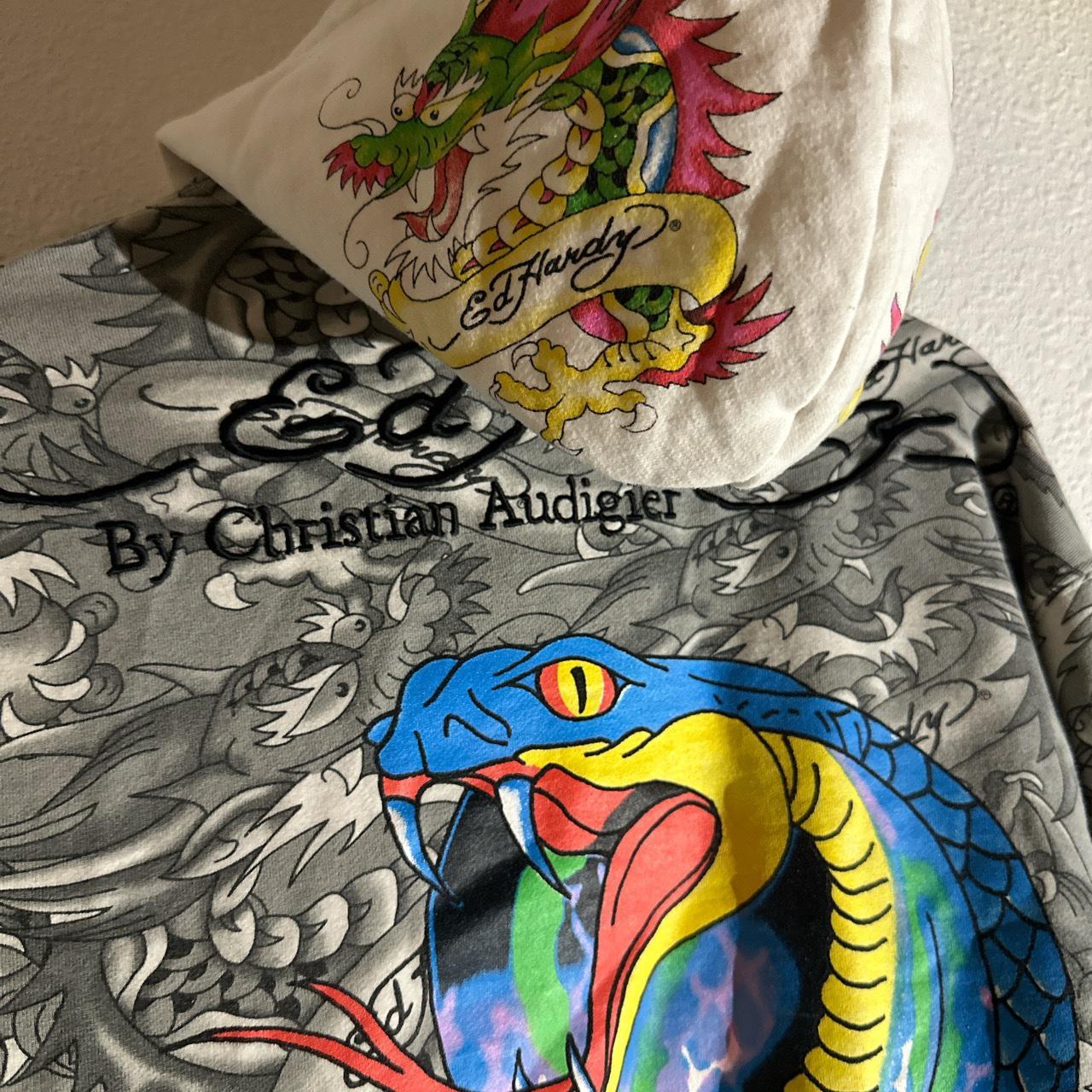 Vintage Rare Ed Hardy Hoodie One Of A Kind Ed Depop   P0 