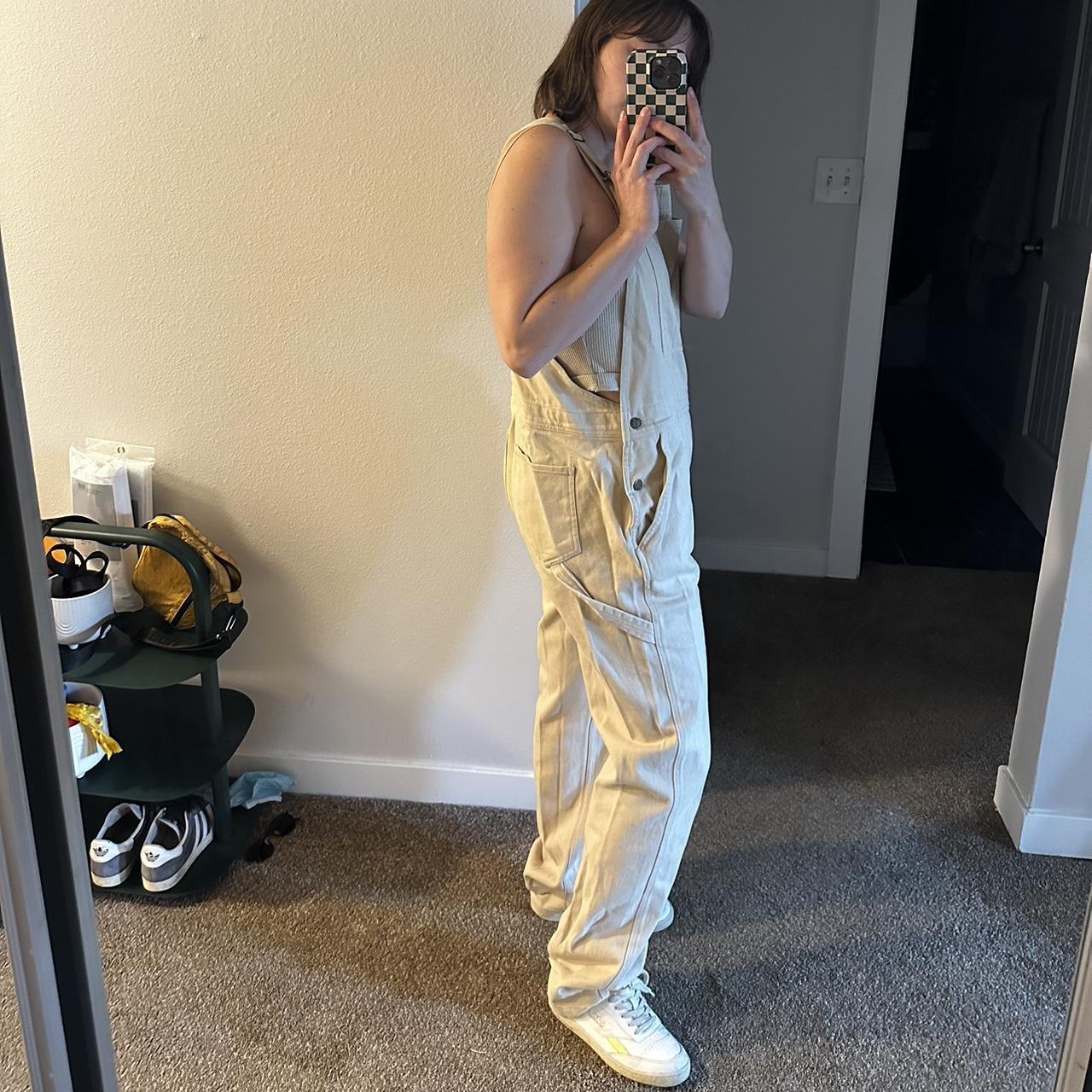 Nasty Gal Baggy Overalls Off White Soft Depop