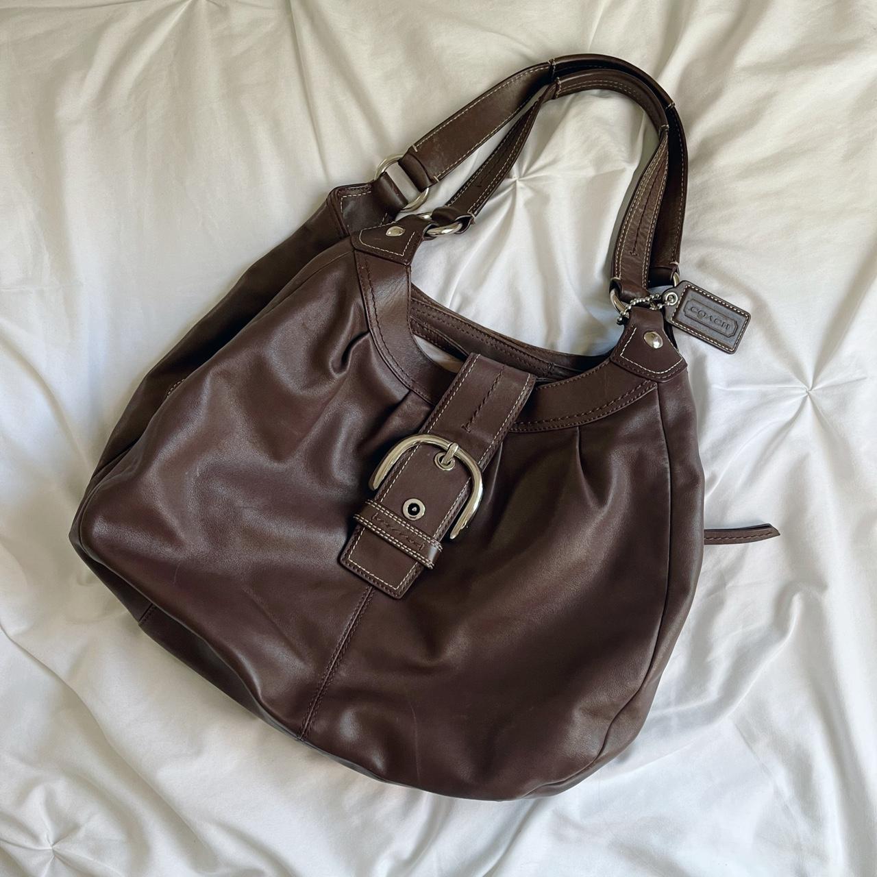 Dark brown clearance leather coach purse