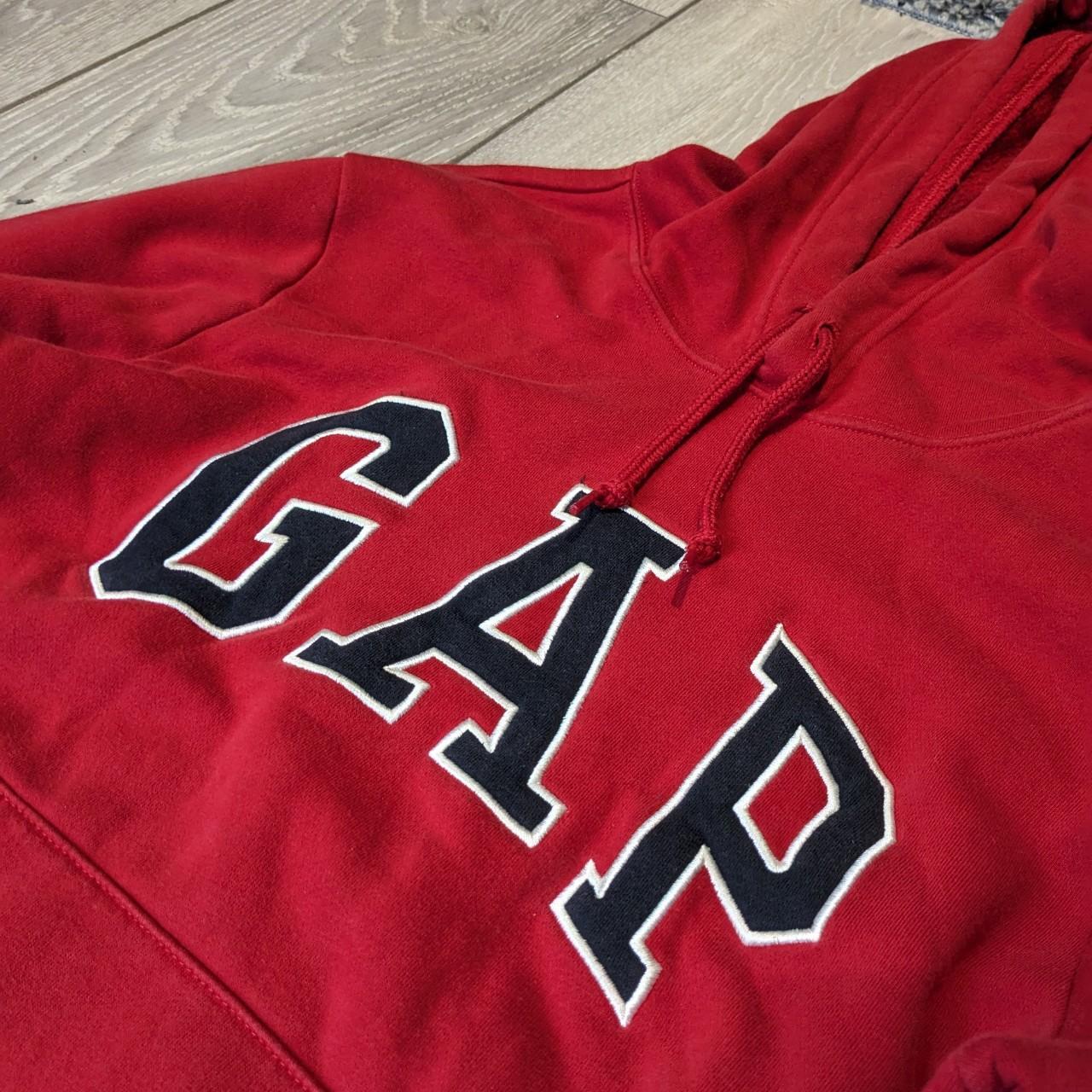 Men's GAP pull over hoodie red with navy and white... Depop