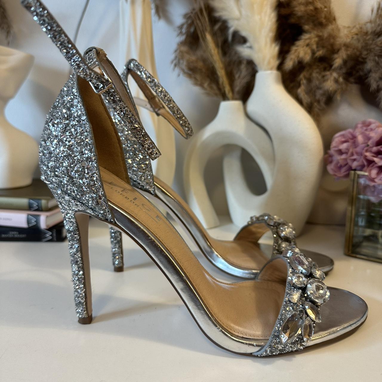 Office Silver Glam Heels Office silver jewelled. Depop