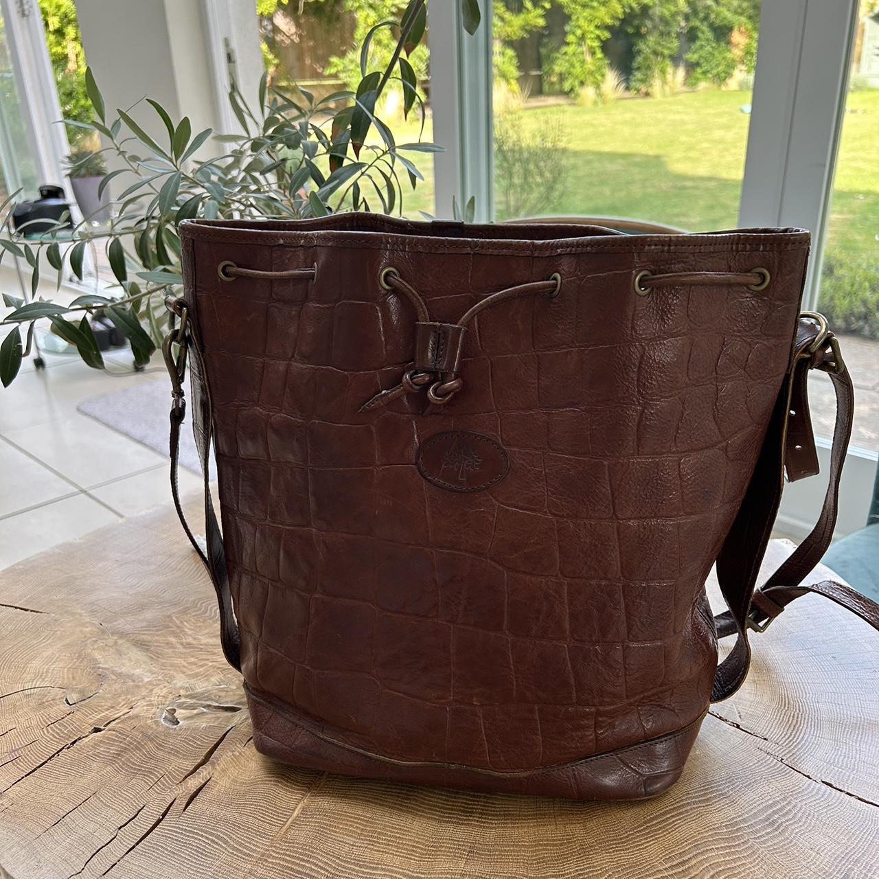 Vintage AUTHENTIC brown leather Mulberry Drawstring... - Depop