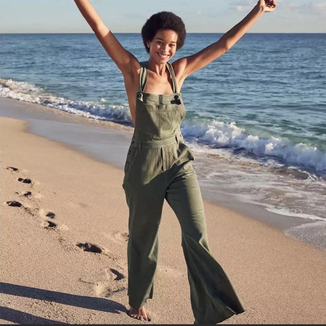 Aerie Women's Green Dungareesoveralls Depop