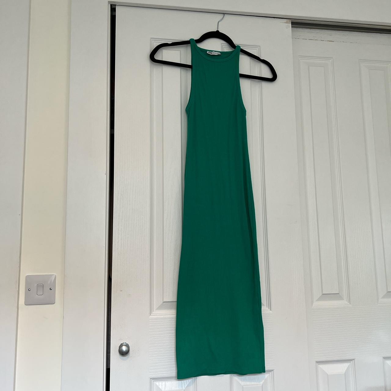 zara green midi/maxi dress, size s, worn once in... - Depop