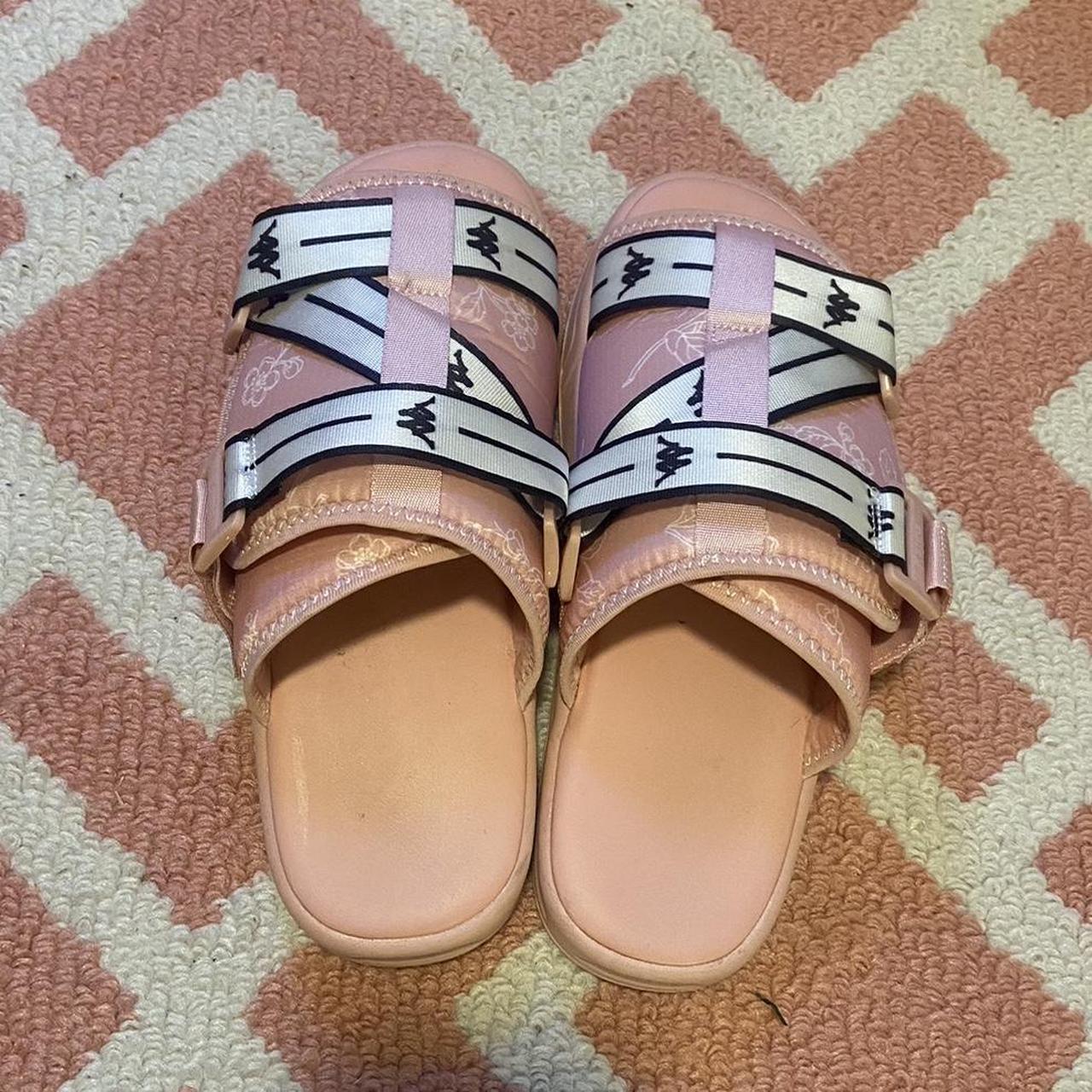 Pink Kappa slides in good condition - Depop