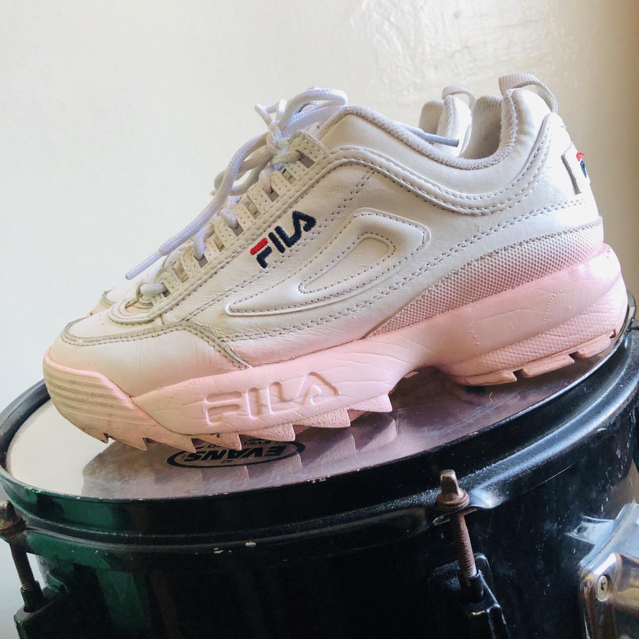 Fila disruptor womens white shop and pink