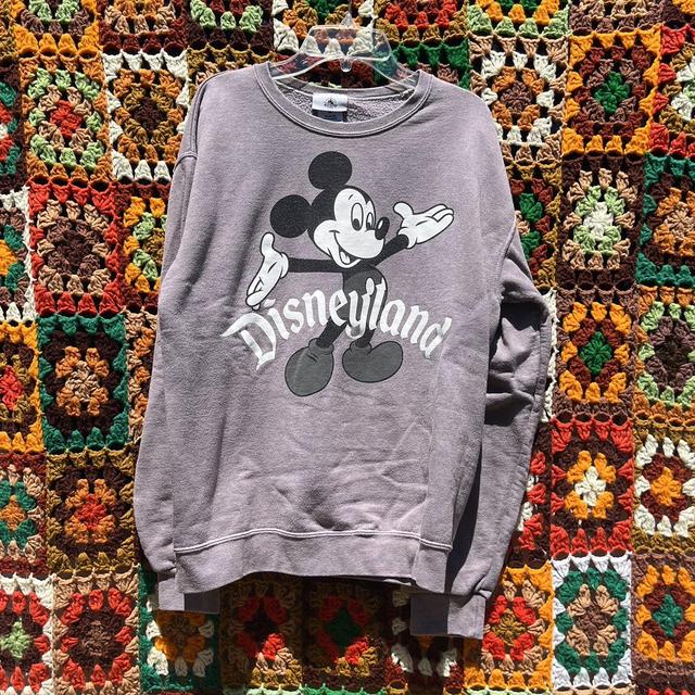 Medium Gray Mickey Mouse Disneyland Sweatshirt. Depop