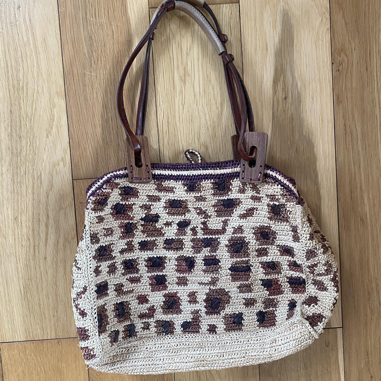 Vintage Jamin shops Puech Tan Brown Knit Handbag