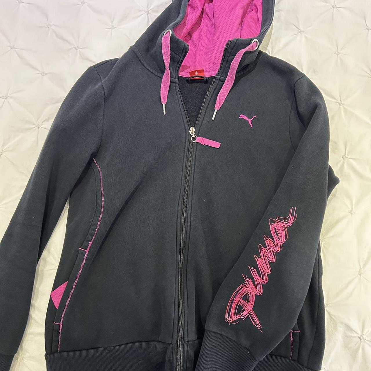 puma black and pink zip up hoodie very good