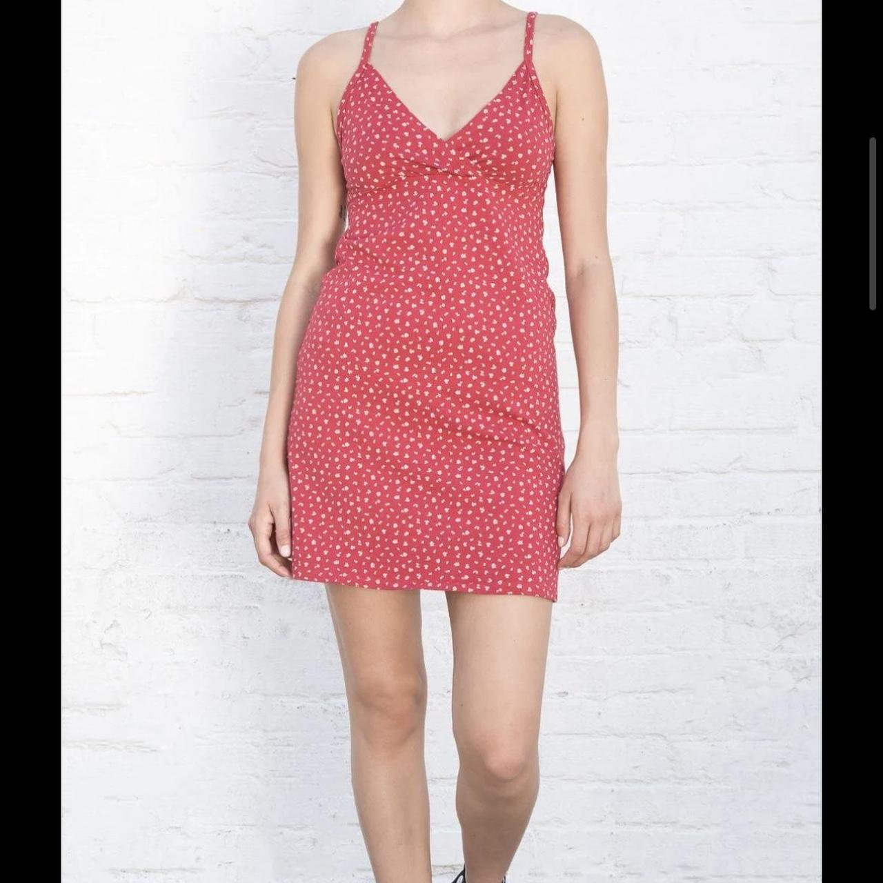 Brandy Melville Women's Red and White Dress Depop