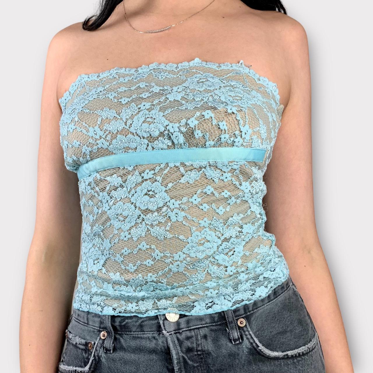 Women's Lace Bandeau Tube Crop Top Stretch Lined