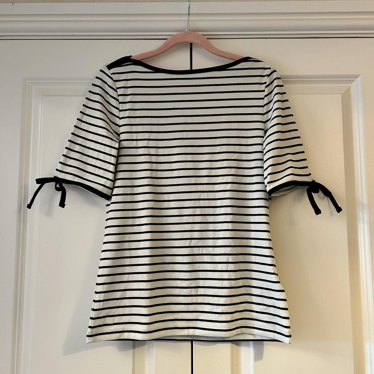 Beautiful black and white Ralph Lauren striped... - Depop