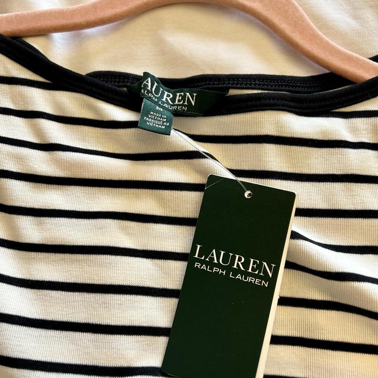 Beautiful black and white Ralph Lauren striped... - Depop