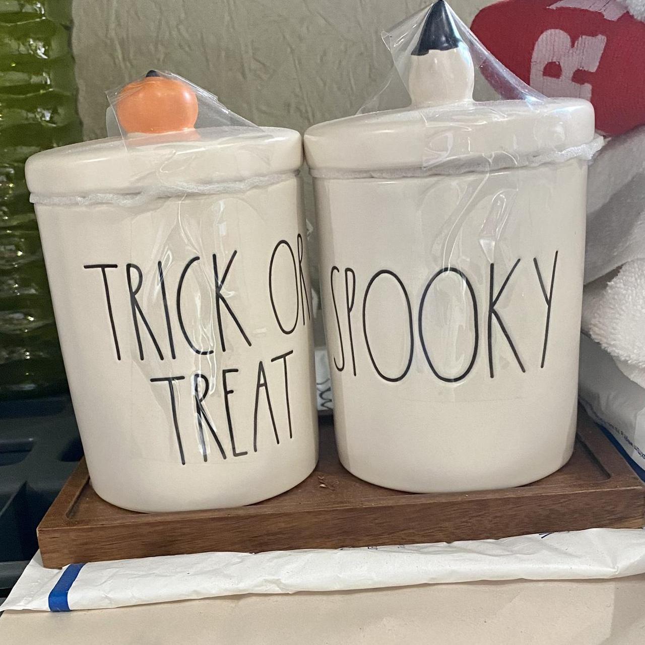 Rae dunn shops white trick or treat canister