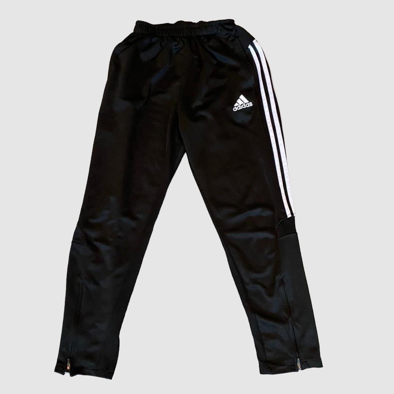 Black and White Adidas Tracksuit Bottoms Kids Size L... - Depop