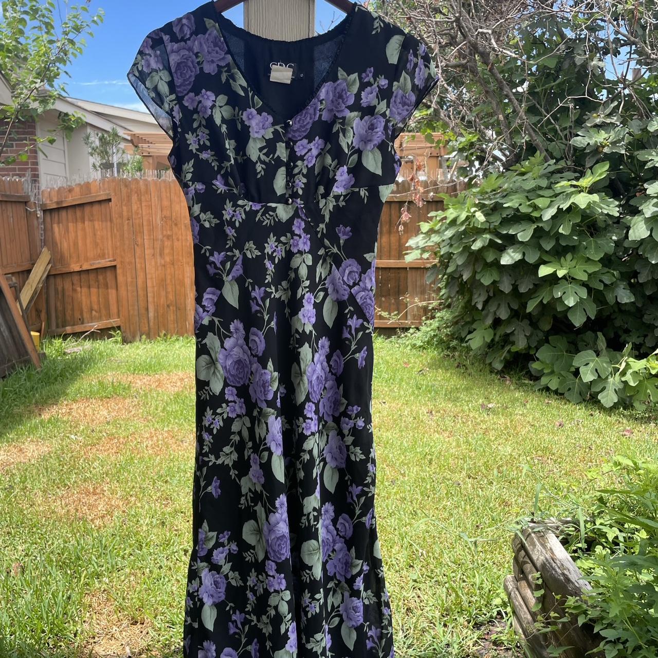 Dreamiest 90s picnic dress. Black maxi dress with... - Depop