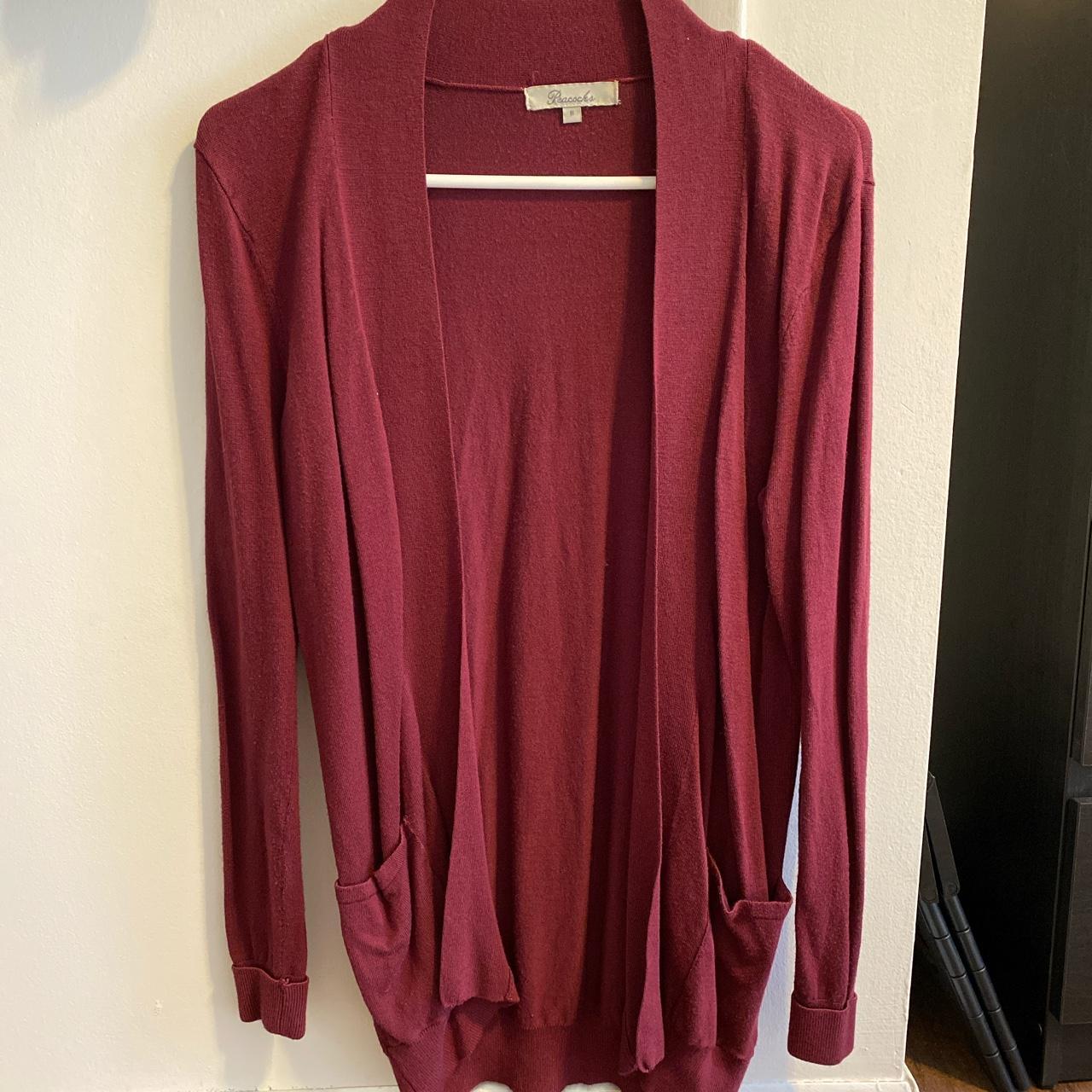 Peacocks Women's Burgundy Cardigan | Depop