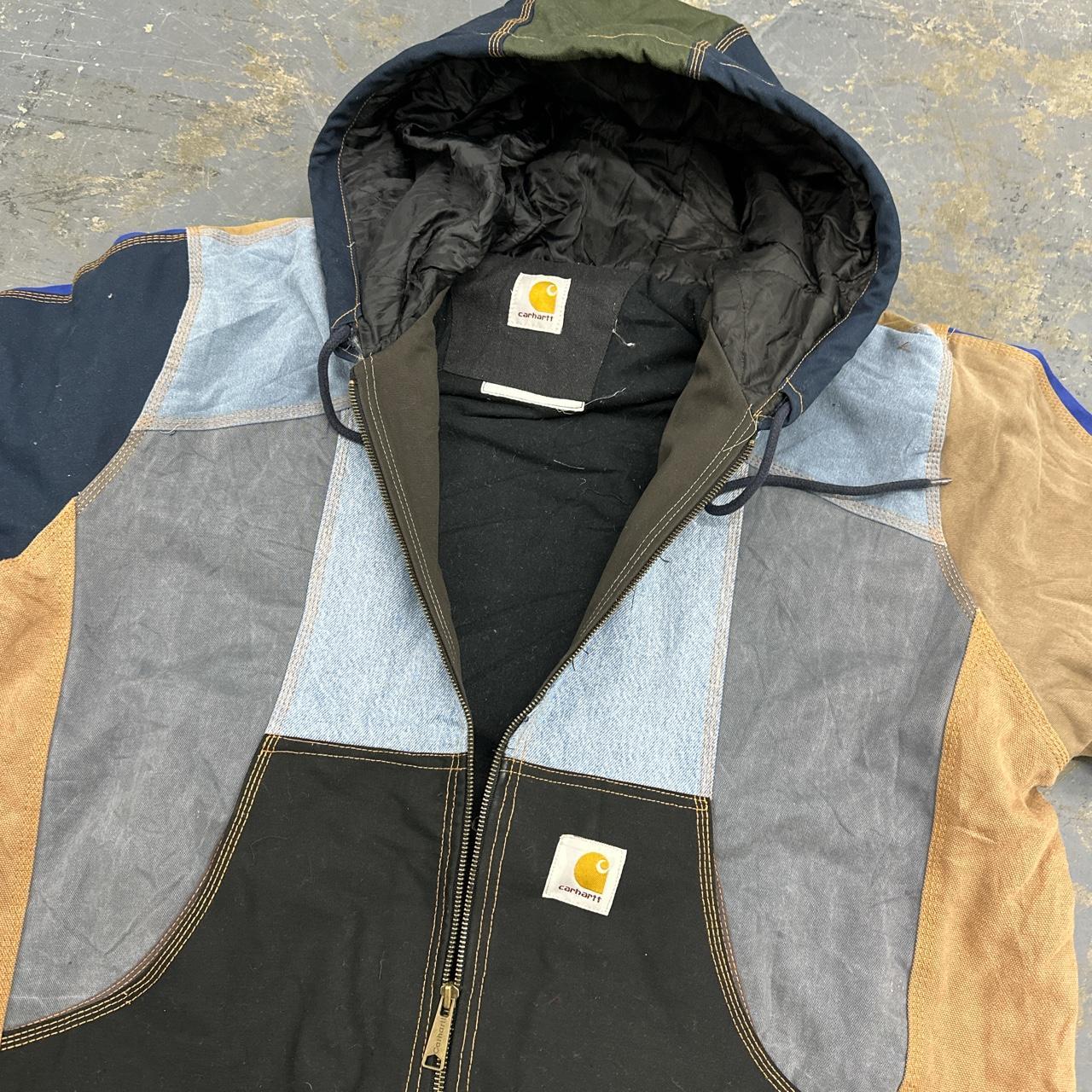 Reworked vintage carhartt patchwork workwear jacket... - Depop