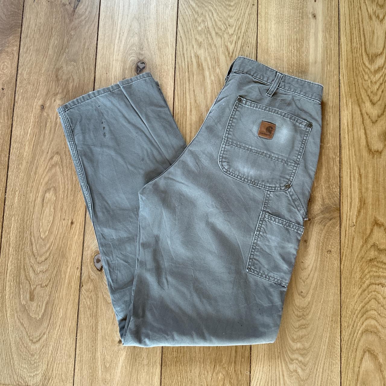 Carhartt Men's Grey and Khaki Trousers | Depop