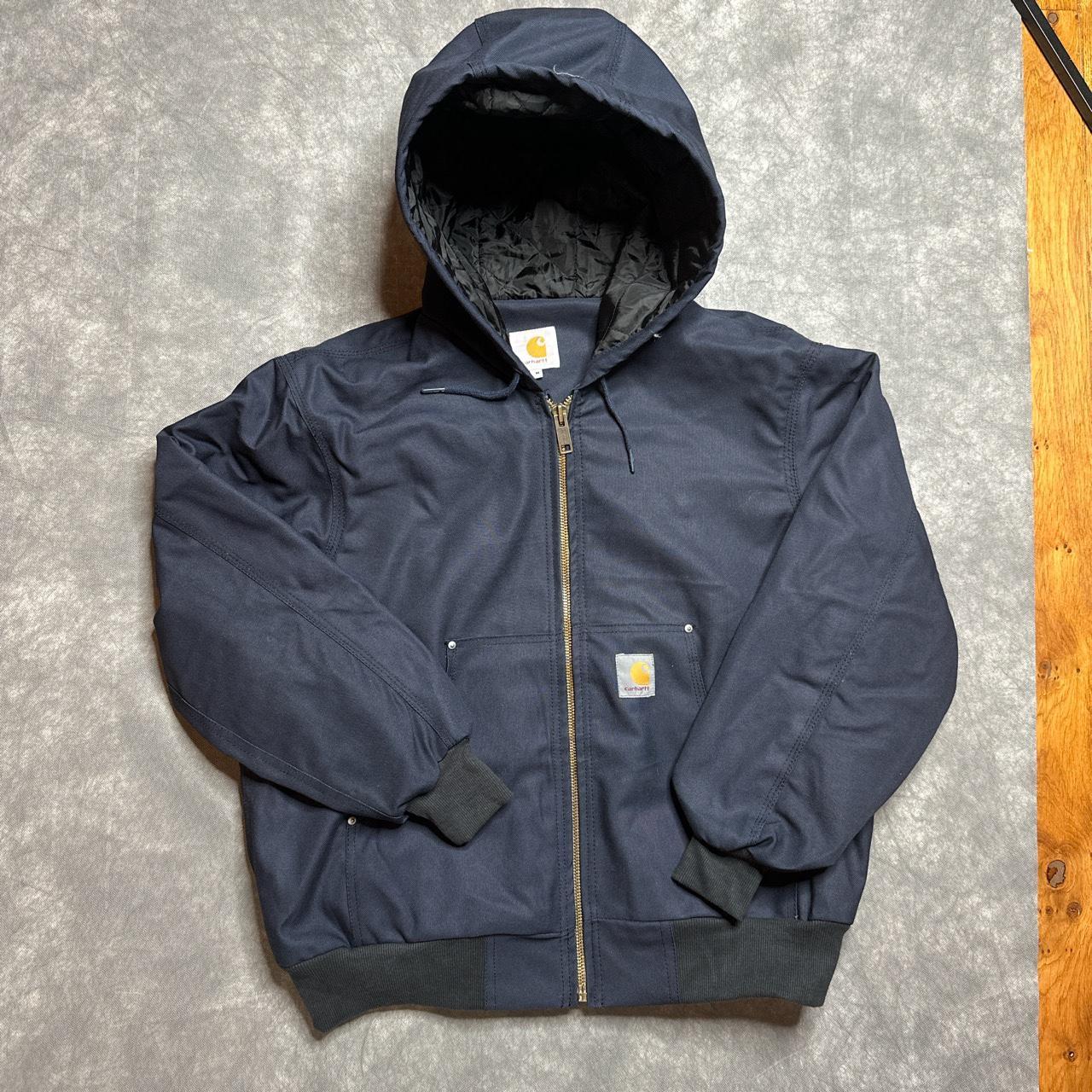 Reworked vintage navy blue carhartt patchwork... - Depop