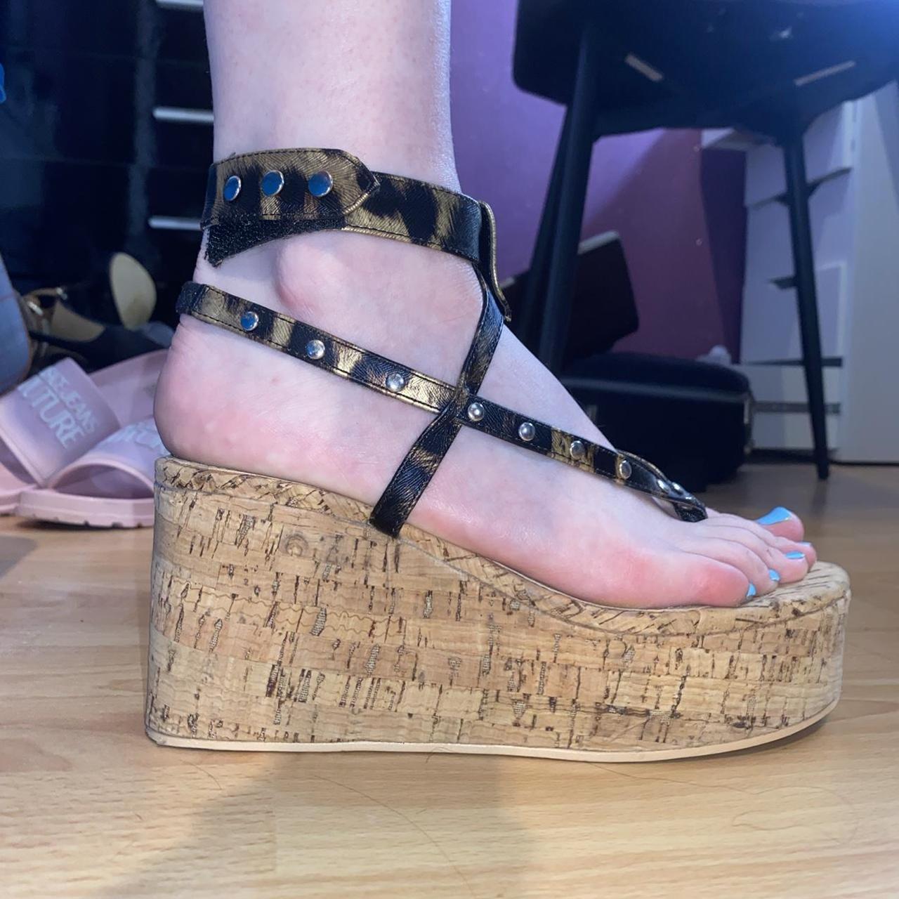 Leopard print wedges from ego Perfect for holidays... Depop