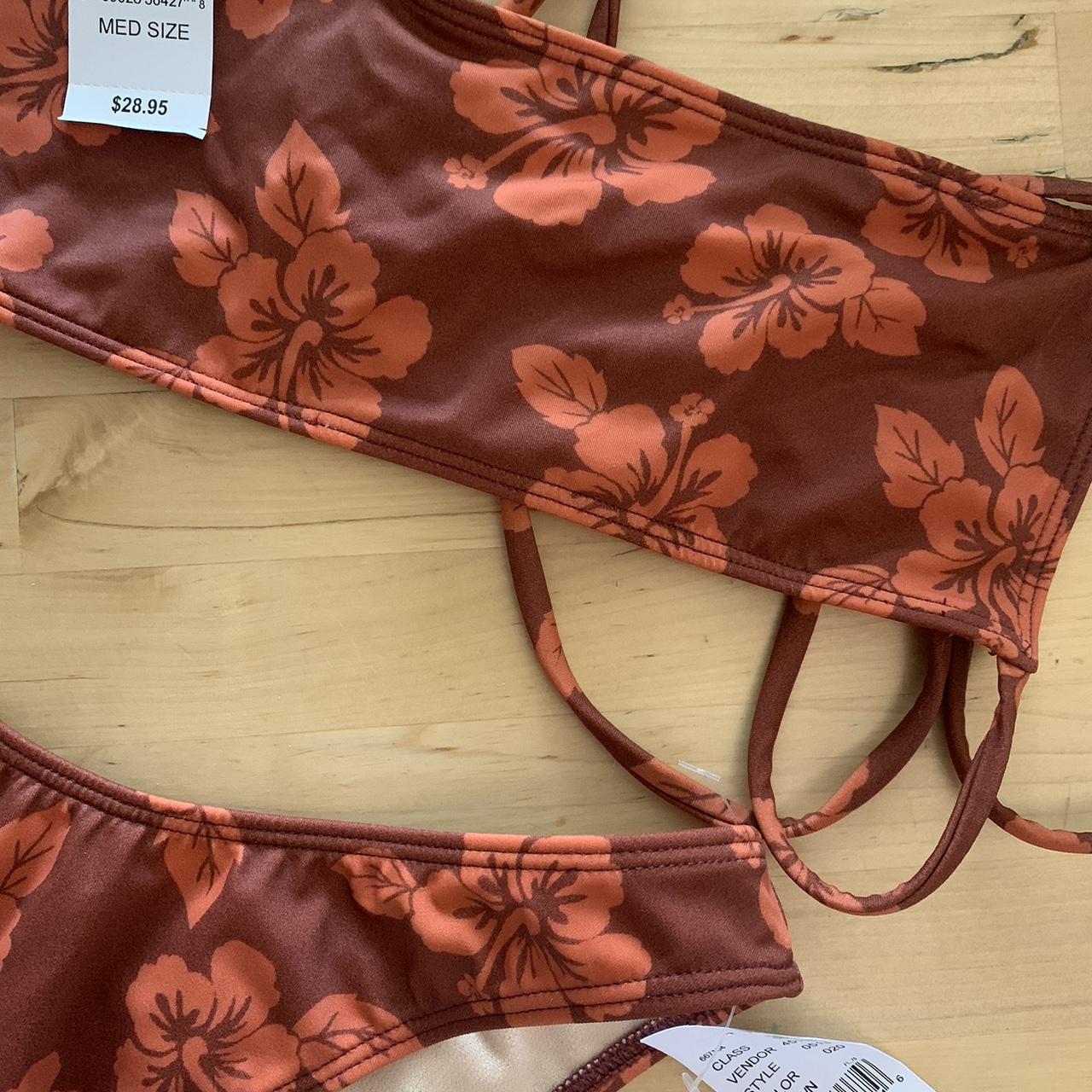 PacSun Women's Burgundy and Orange Bikinis-and-tankini-sets | Depop