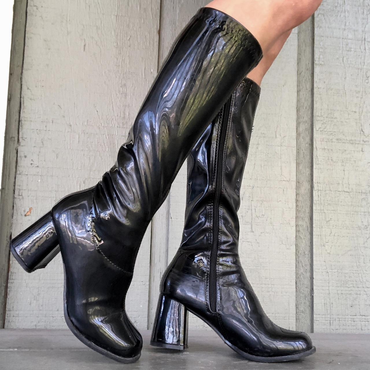 Black knee high boots with 3 inch heels size 7 Depop