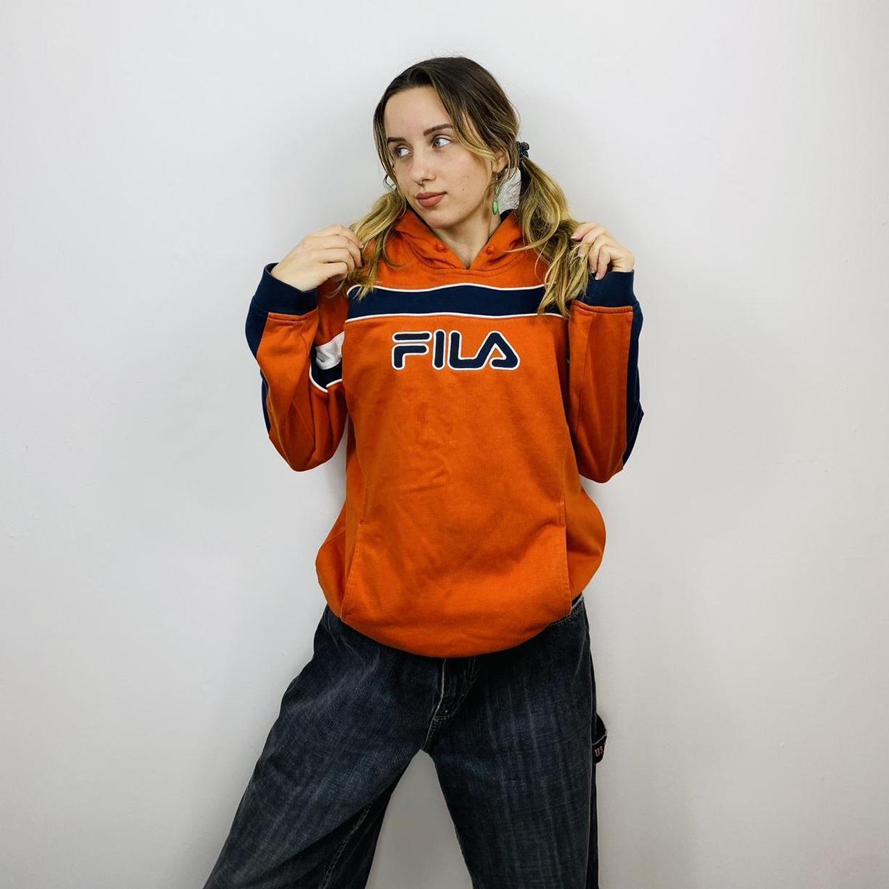 Orange Vintage Fila Hoodie ColourBlock