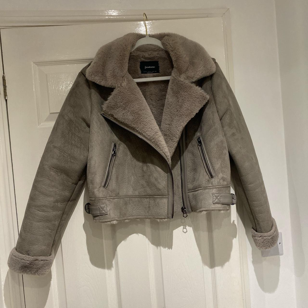 Stradivarius aviator jacket For lined Size... - Depop