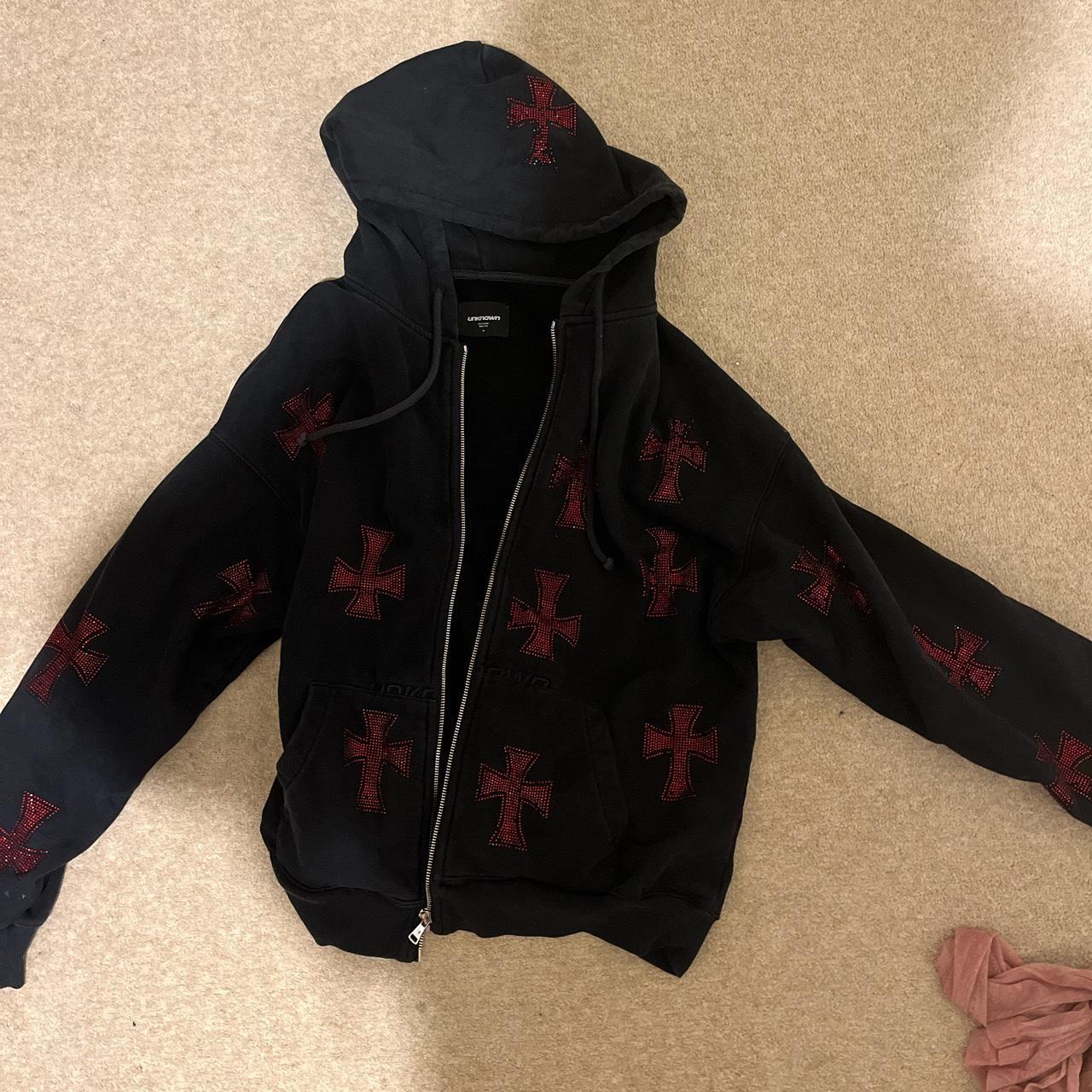 Unknown London black and red rhinestone The zip is... - Depop