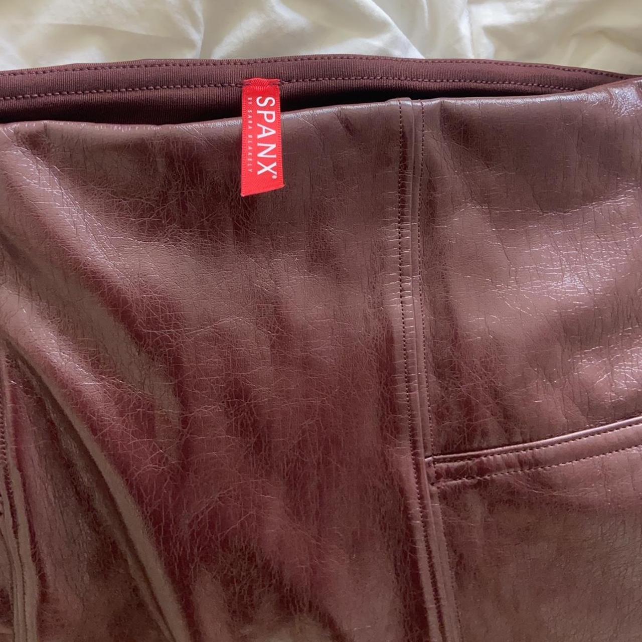 Spanx faux patent leather leggings in Ruby, size S. - Depop